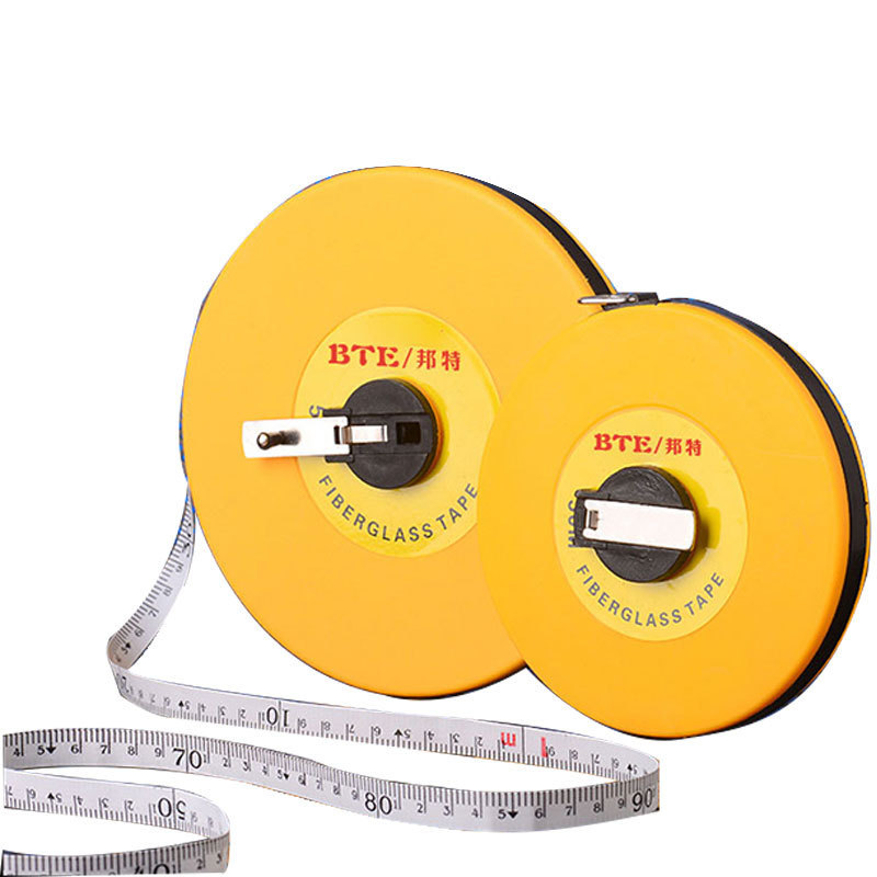 BTE High Quality Long Distance 10M/15M/20M/30M/50M Fiberglass Disc Measuring Tape Surveyors Reel Long Tape