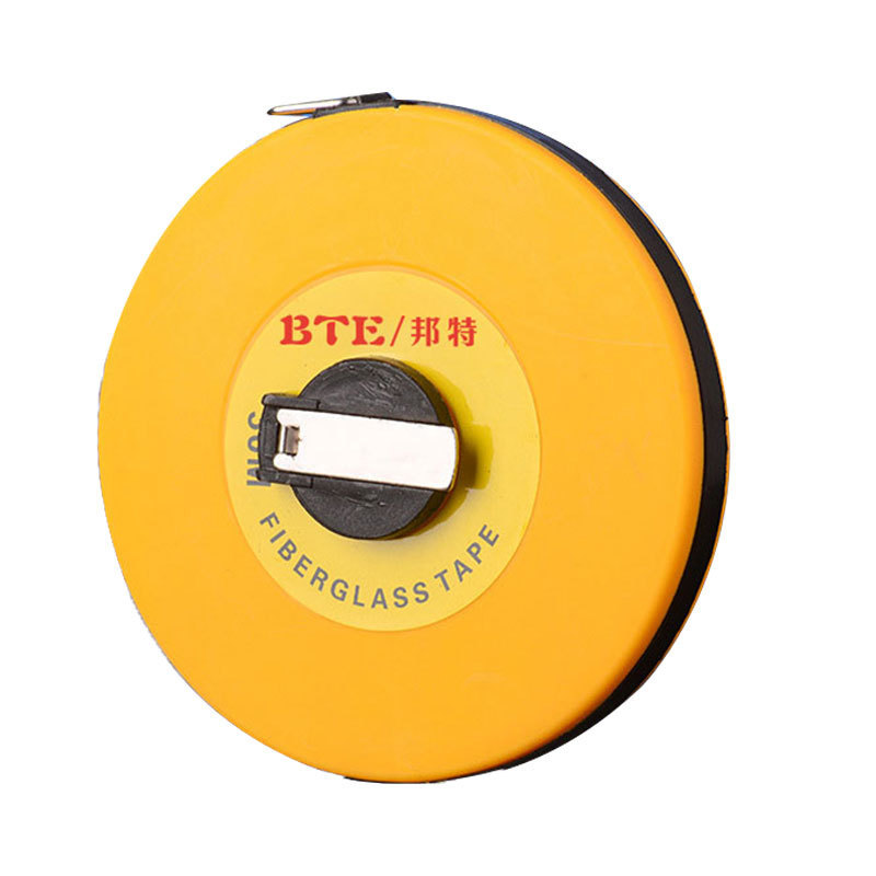 BTE High Quality Long Distance 10M/15M/20M/30M/50M Fiberglass Disc Measuring Tape Surveyors Reel Long Tape