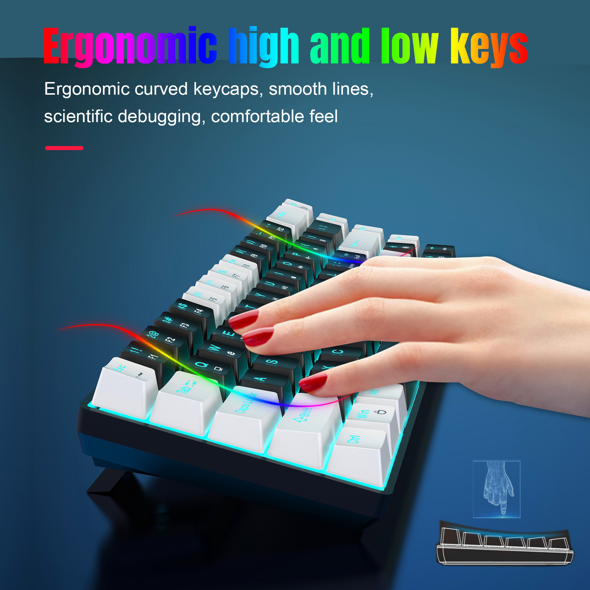 68-key wired mechanical gaming keyboard Hot-swapable Green Switch ergonomic two-color injection Mini Gaming Keyboard