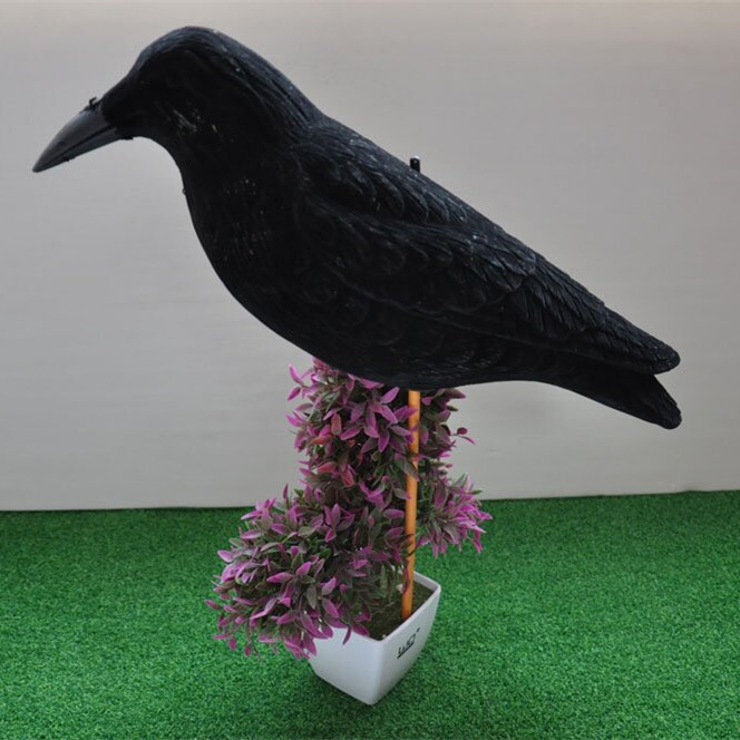 Special design black ful body Flocked Plastic Crows decoy garden decoration crow