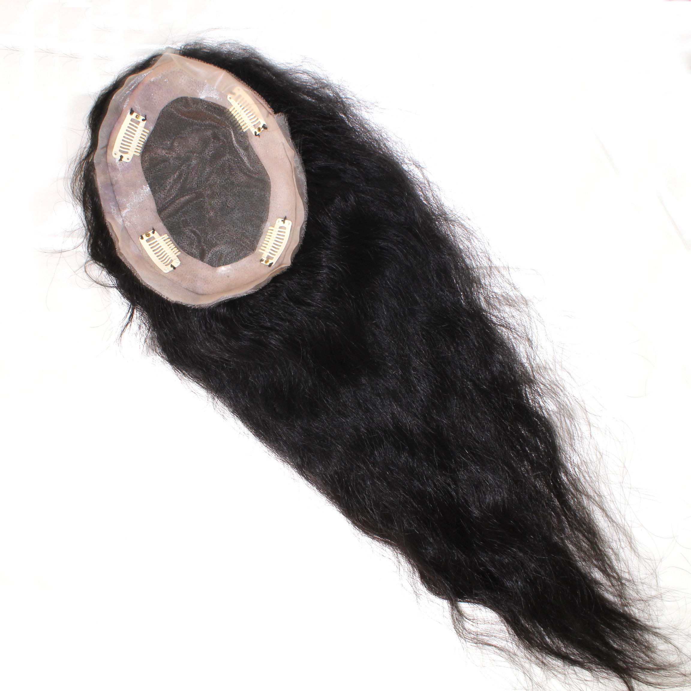 Cheap Wholesale human hair topper wig, human hair toppers natural color silk base hair toupper