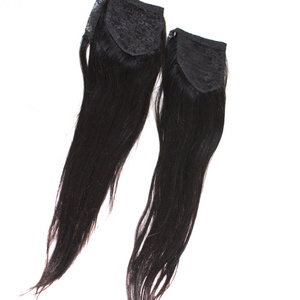 Vietnamese ponytail hair extensions human hair, Straight Pony Tail Virgin Hair Clip In Ponytail Extensions For Women