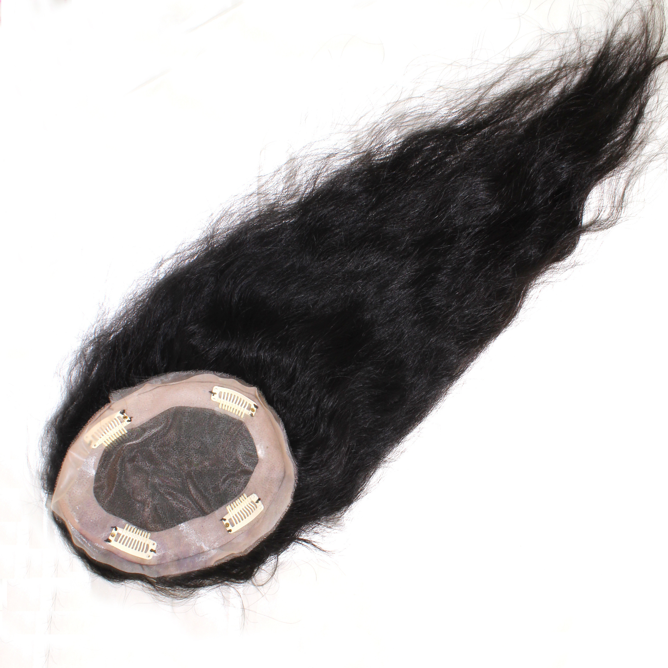 Cheap Wholesale human hair topper wig, human hair toppers natural color silk base hair toupper