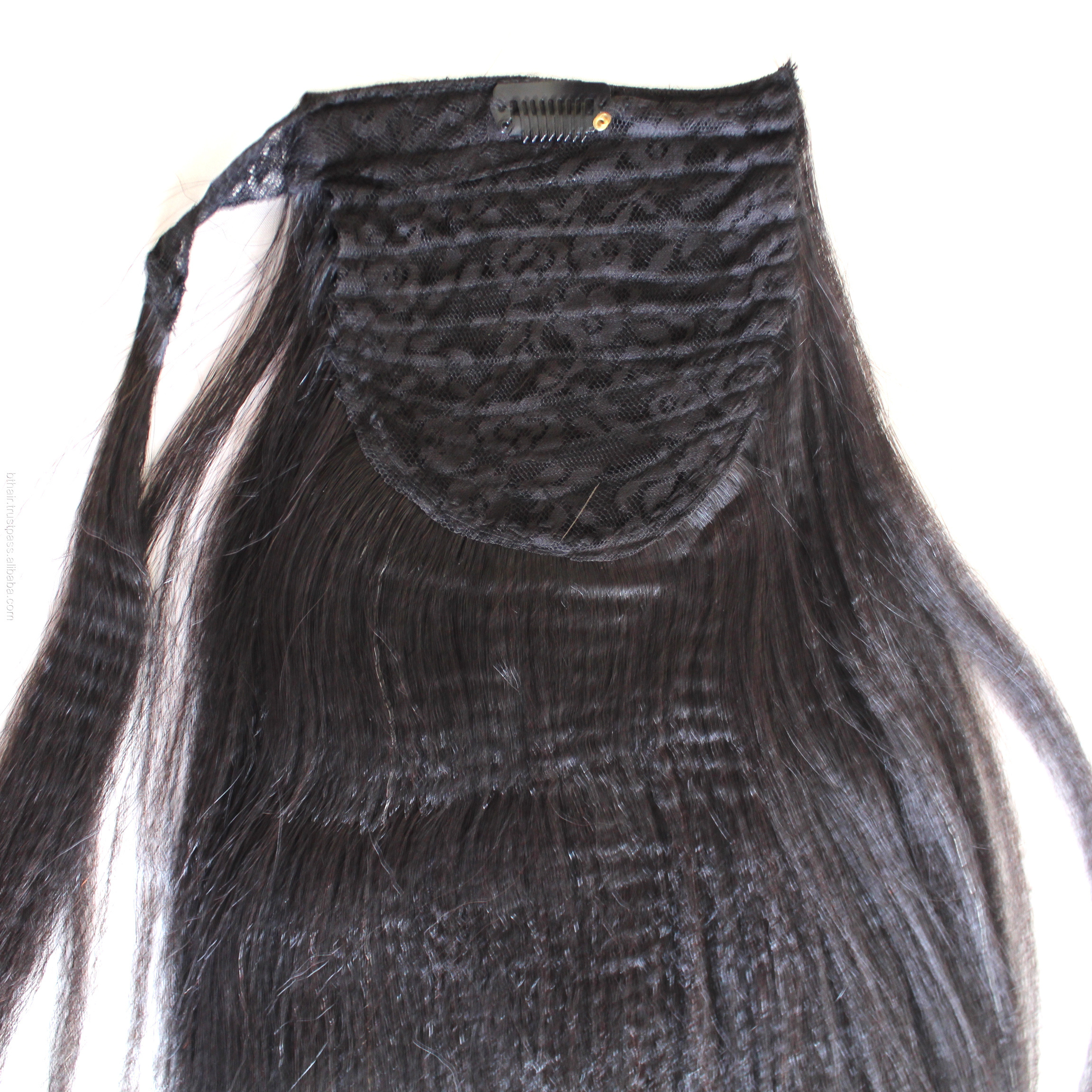 Human hair pony tail extension Vietnamese Hair, Straight Pony Tail Virgin Hair Clip In kinky pony tail extension For Women