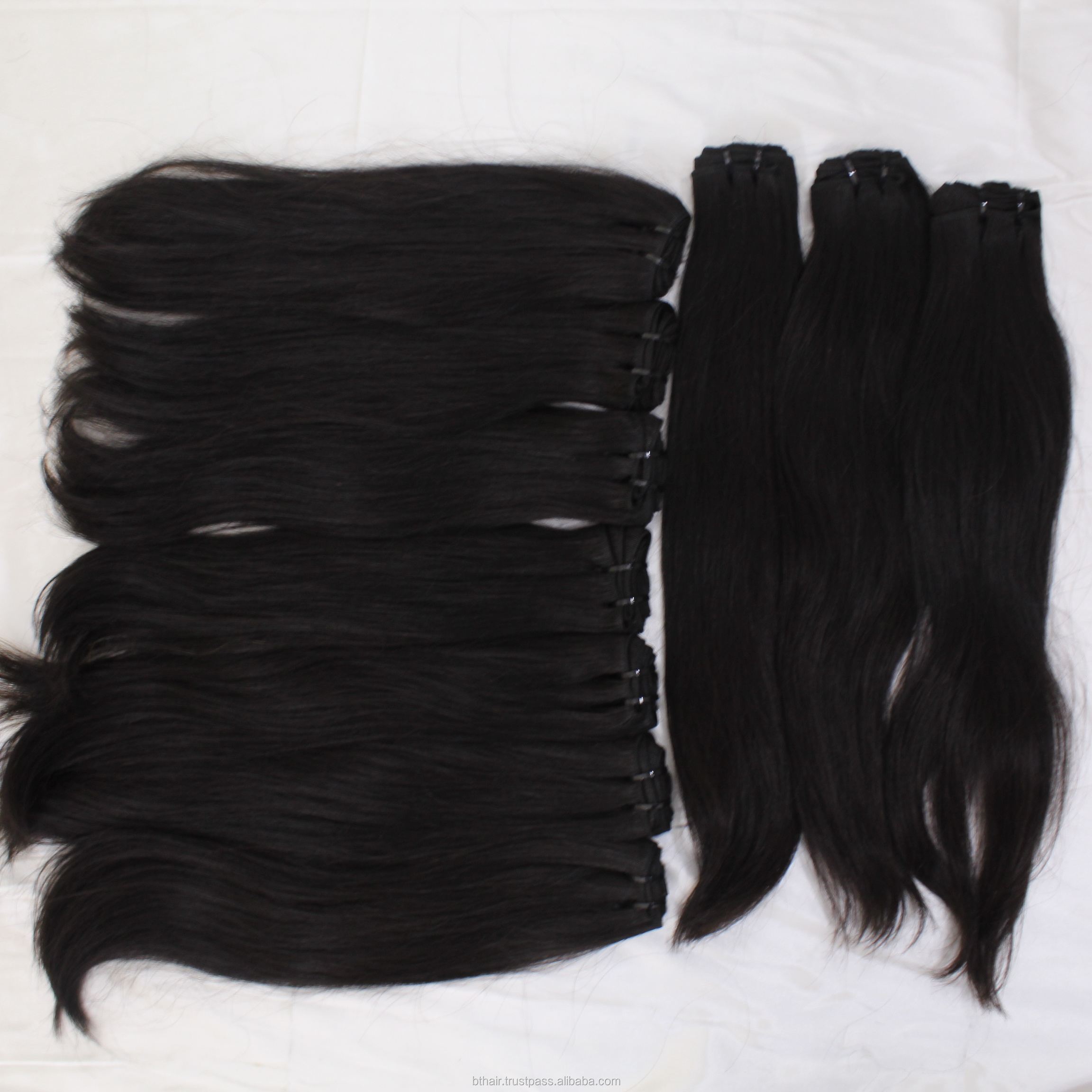 Vietnamese Soft straight human hair bundles In Weft Double Drawn, 32 34 36 38 40 Inch Raw Indian Straight Hair Weave