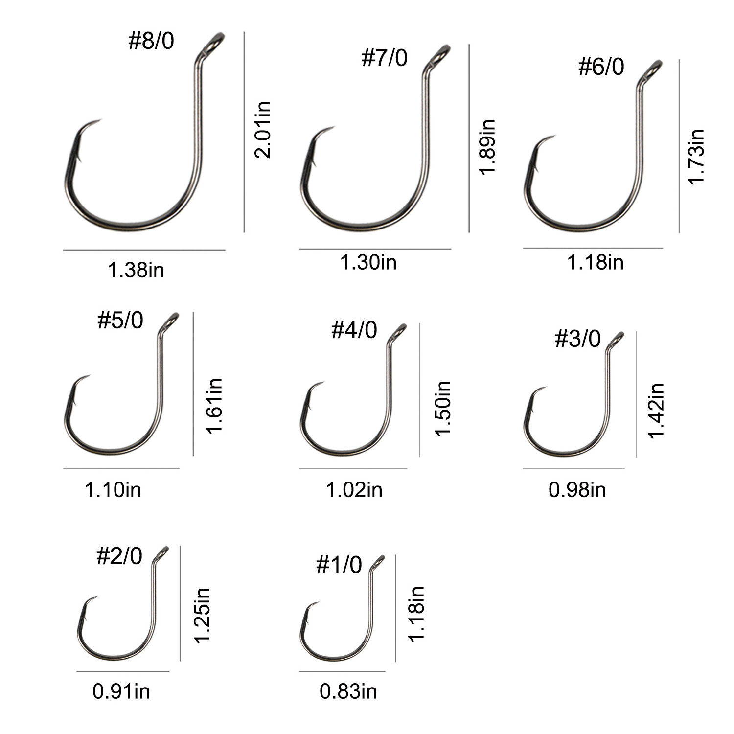 2X Strong Sports Circle Fishing Hooks High Carbon Steel Offset Beak Hook EP-7385 Black Nickle E10