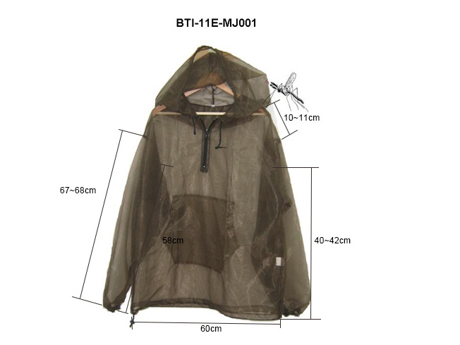 Mosquito Jacket No-See-Um Mesh, Super Light, One Size for All, Full Face Hood, Keep Safe Cool, UV Protection 11E-MJ001 (B13)