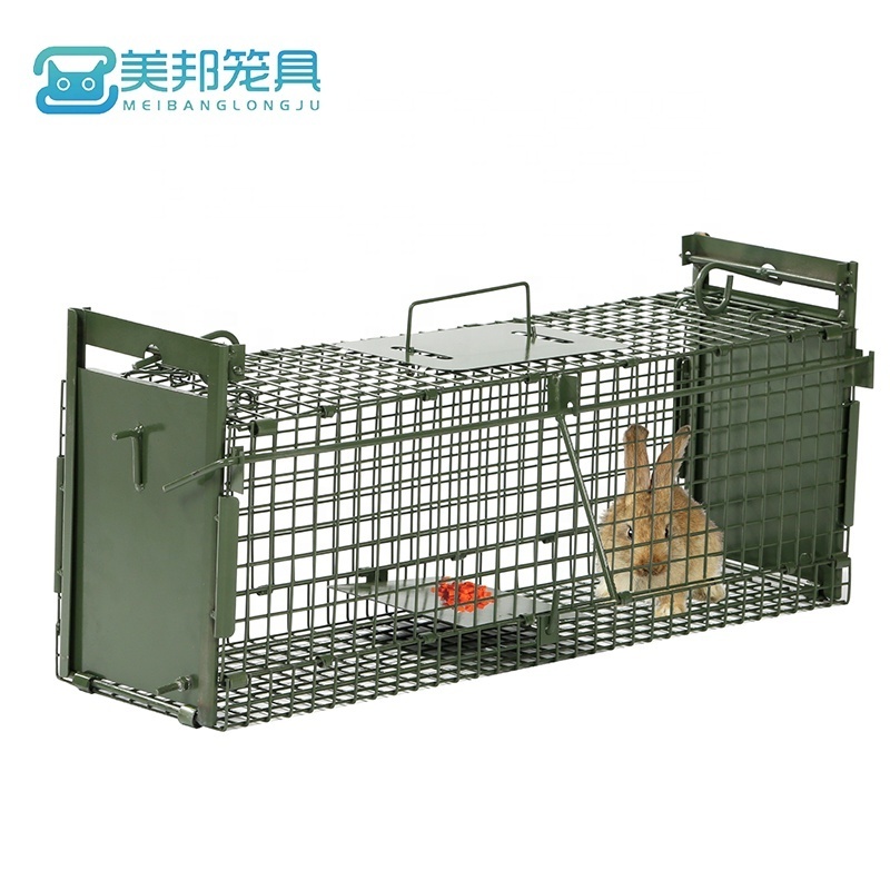 2024 new design big size animal trap cage double door trap cage for cat rabbit weasel automatic lock with high quality