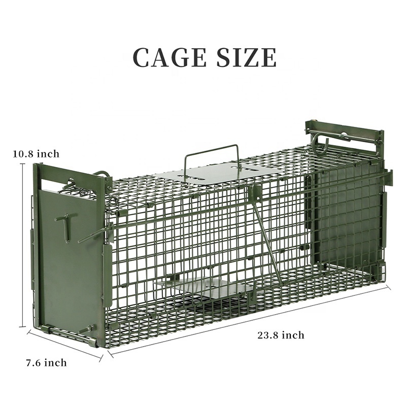 2024 new design big size animal trap cage double door trap cage for cat rabbit weasel automatic lock with high quality