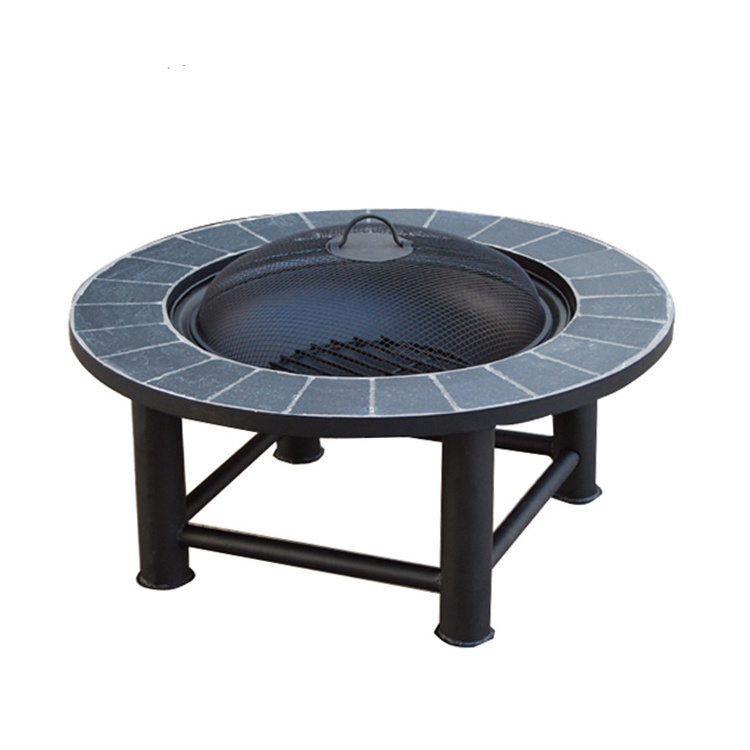 Garden stone top 3-in-1 fire pit table with BBQ grill