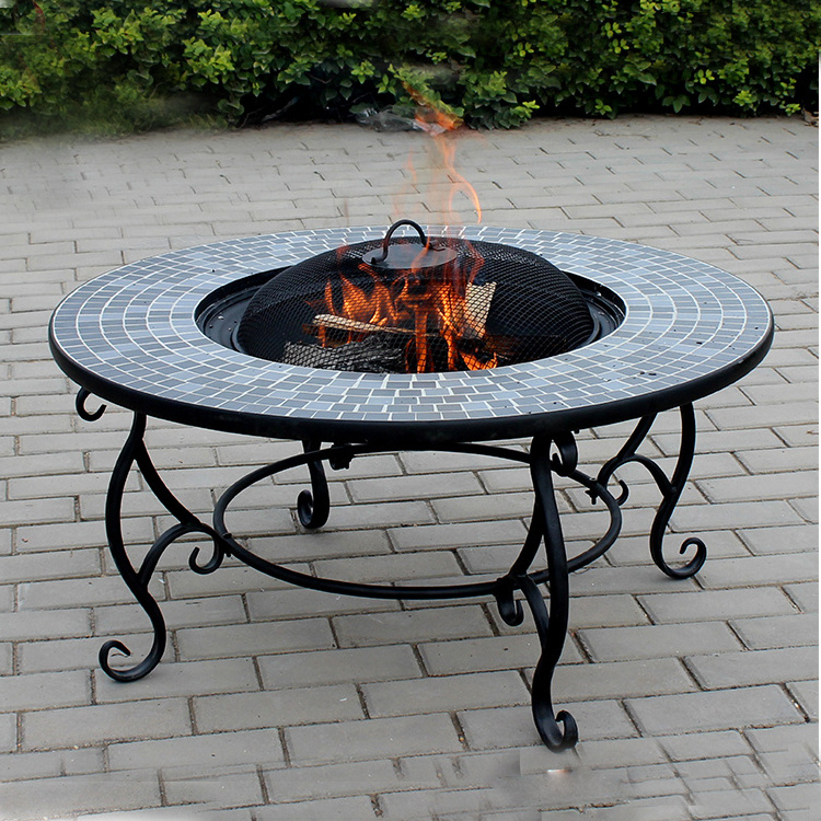 Ceramic top mosaic design fire pit coffee table made in China