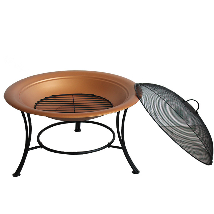 Outdoor Table Top Fire Pit Set Deep Bonfire Wood Burning Fire Pit Mild Steel Round Fire Pit For Wood Burning