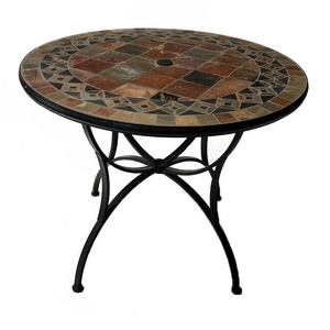 Mosaic bistro furniture portable metal mosaic chair and  table