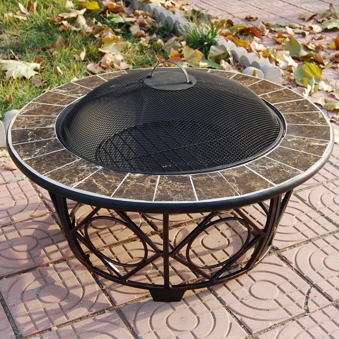 Kingjoy  multi functional 30'' mosaic steel table fire pits for outdoor use