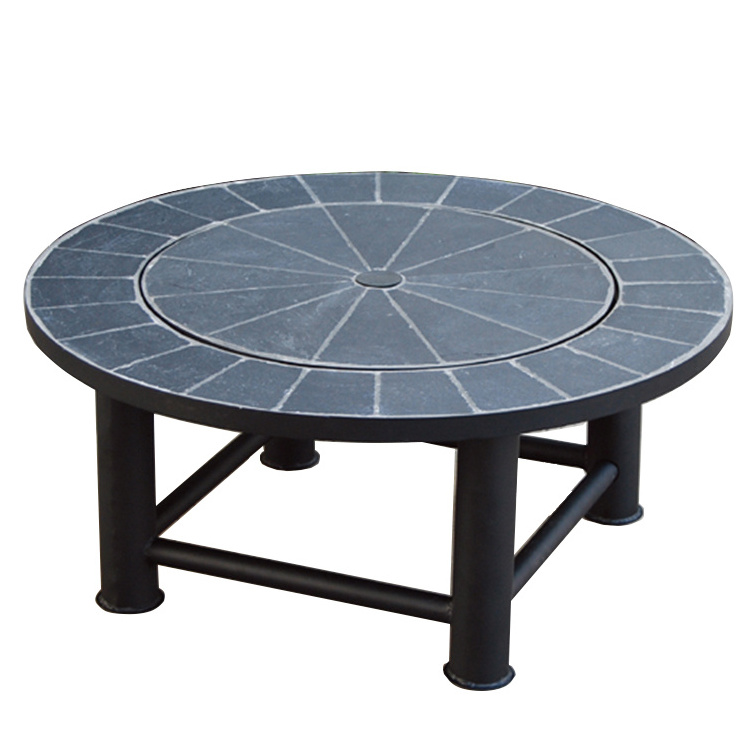 Garden stone top 3-in-1 fire pit table with BBQ grill