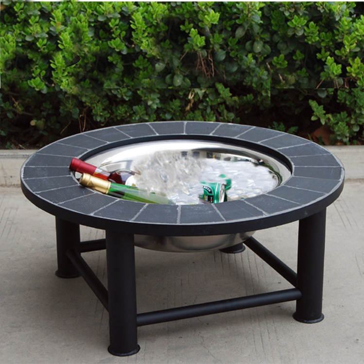 Garden stone top 3-in-1 fire pit table with BBQ grill