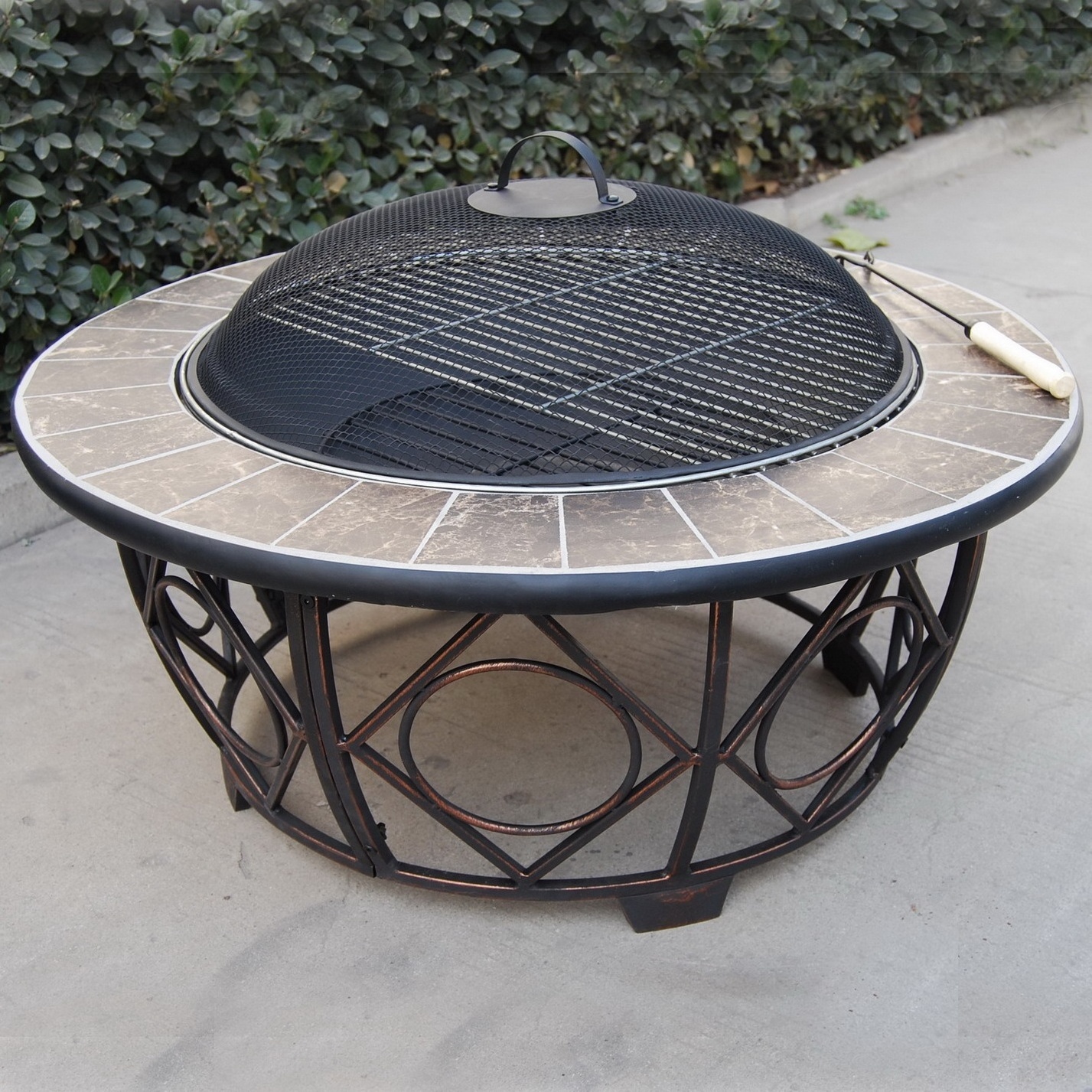 Kingjoy  multi functional 30'' mosaic steel table fire pits for outdoor use