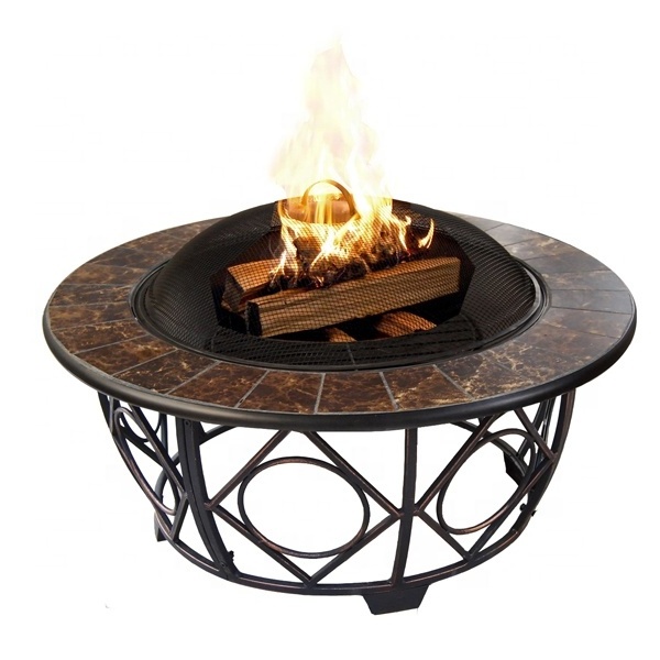 Kingjoy  multi functional 30'' mosaic steel table fire pits for outdoor use