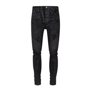 Custom Men Pants Denim Pants Wholesale Breathable Skinny Denim Low Rise Skinny purple Jeans hombre