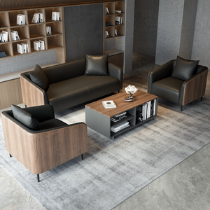 BSF27 Modern Style Leather Sofa Office Sectional Couch Office Public Seating 1+1+3 + Seat Modern Office Sofa Set Furniture 1pcs