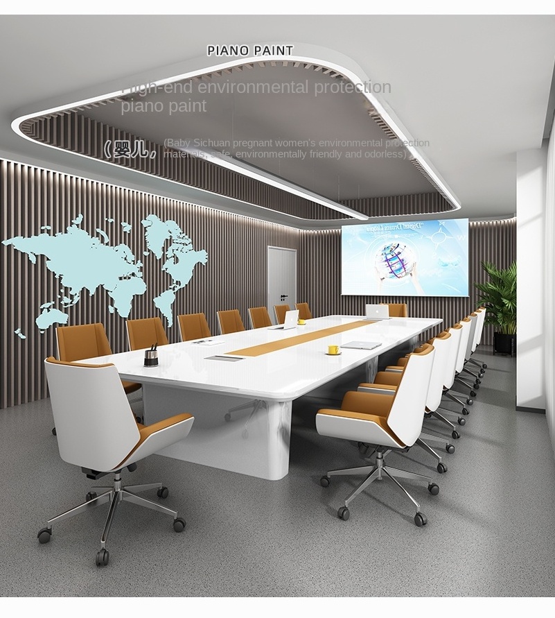 Durable Commercial Furniture 4.5m Length Large White Conference Table and Chairs for Hotel Meeting room