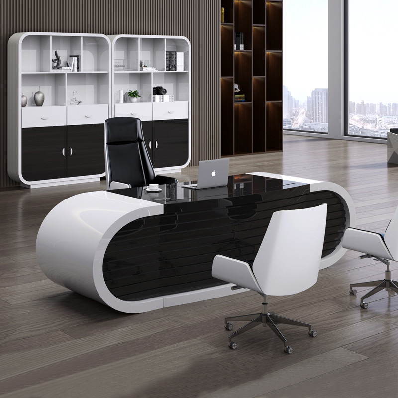 LBZ34 Baking varnish furniture Executive Office high gloss white color CEO boss desk office table Office furniture