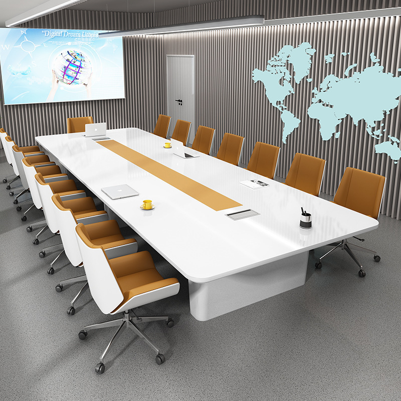 Durable Commercial Furniture 4.5m Length Large White Conference Table and Chairs for Hotel Meeting room