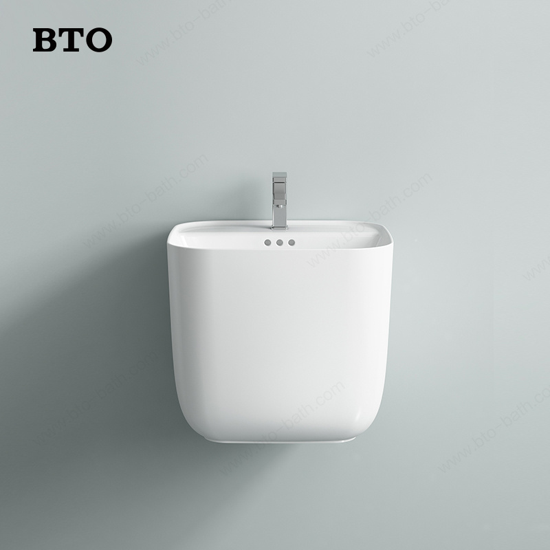 BTO China modern bathroom white ceramic wash wall hung wash basin ceramic bathroom wash basin small bathroom sink