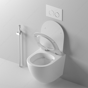 BTO Wholesale Sanitary Ware Rimless wallhung toilet Water Closet White p-trap toilet Ceramic Bathroom Wall Hung wc For Hotel