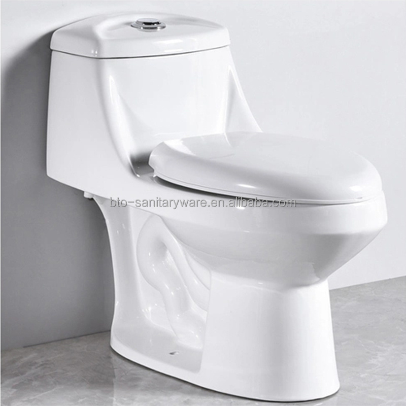 BTO Bathroom suites WC white color American Style floor mounted one piece closet ceramic s-trap toilet