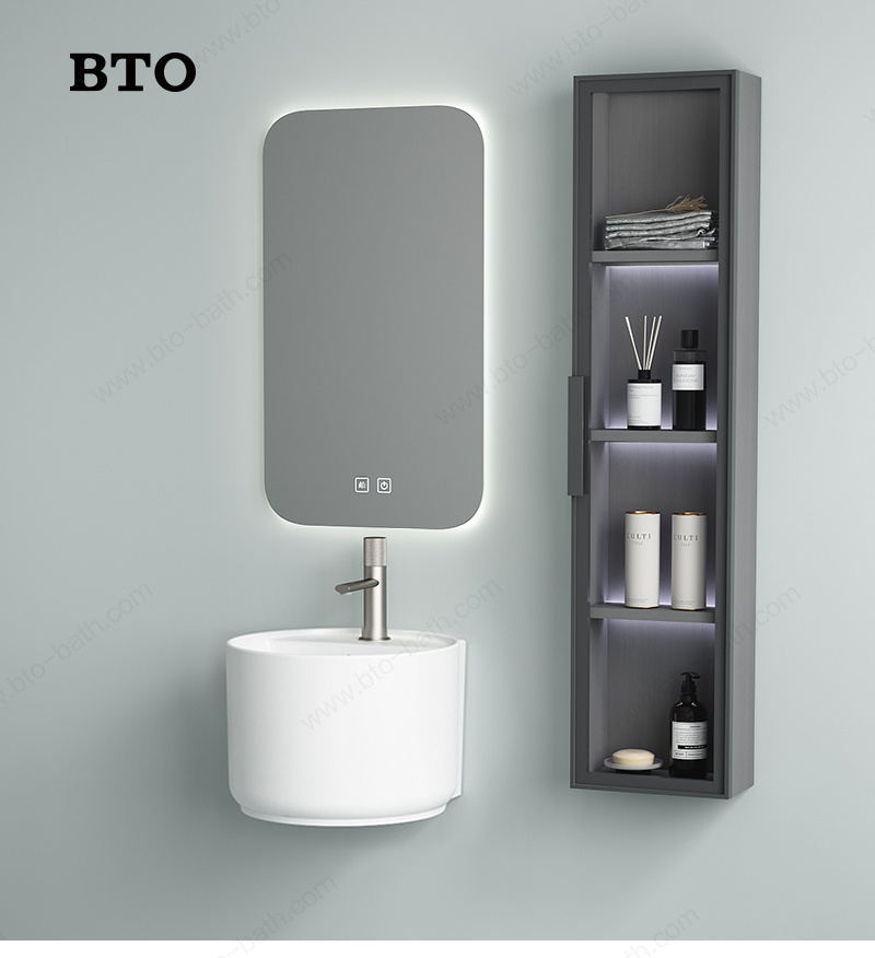 BTO Round Oval Modern Design small size ceramic basin bowl Bathroom wash basin wall hung sink ceramic basin