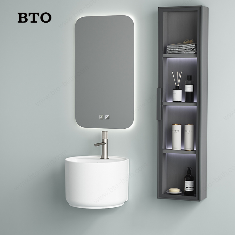 BTO Round Oval Modern Design small size ceramic basin bowl Bathroom wash basin wall hung sink ceramic basin