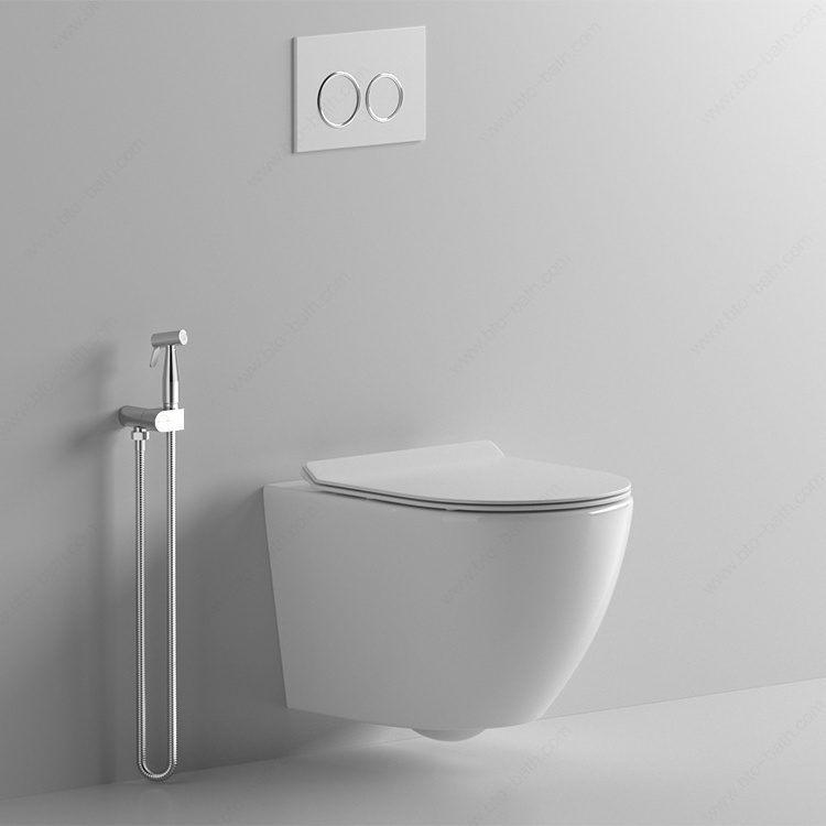 BTO Wholesale Sanitary Ware Rimless wallhung toilet Water Closet White p-trap toilet Ceramic Bathroom Wall Hung wc For Hotel