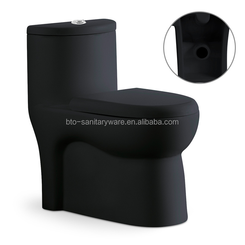 BTO America Style Porcelain wc Matte Black Dual Flush Modern p-trap toilet Bathroom sanitary One Piece Toilets vaso sanitario