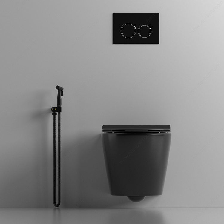 BTO Luxury design Matt black ceramic wall hung toilet wc water saving wall hanging commode toilet