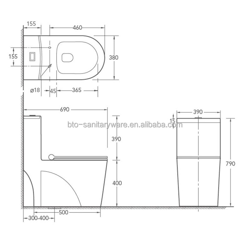 BTO Modern Hot Sale Hotel Bathroom wc p-trap toilet Bowl White Ceramic One Piece Toilets