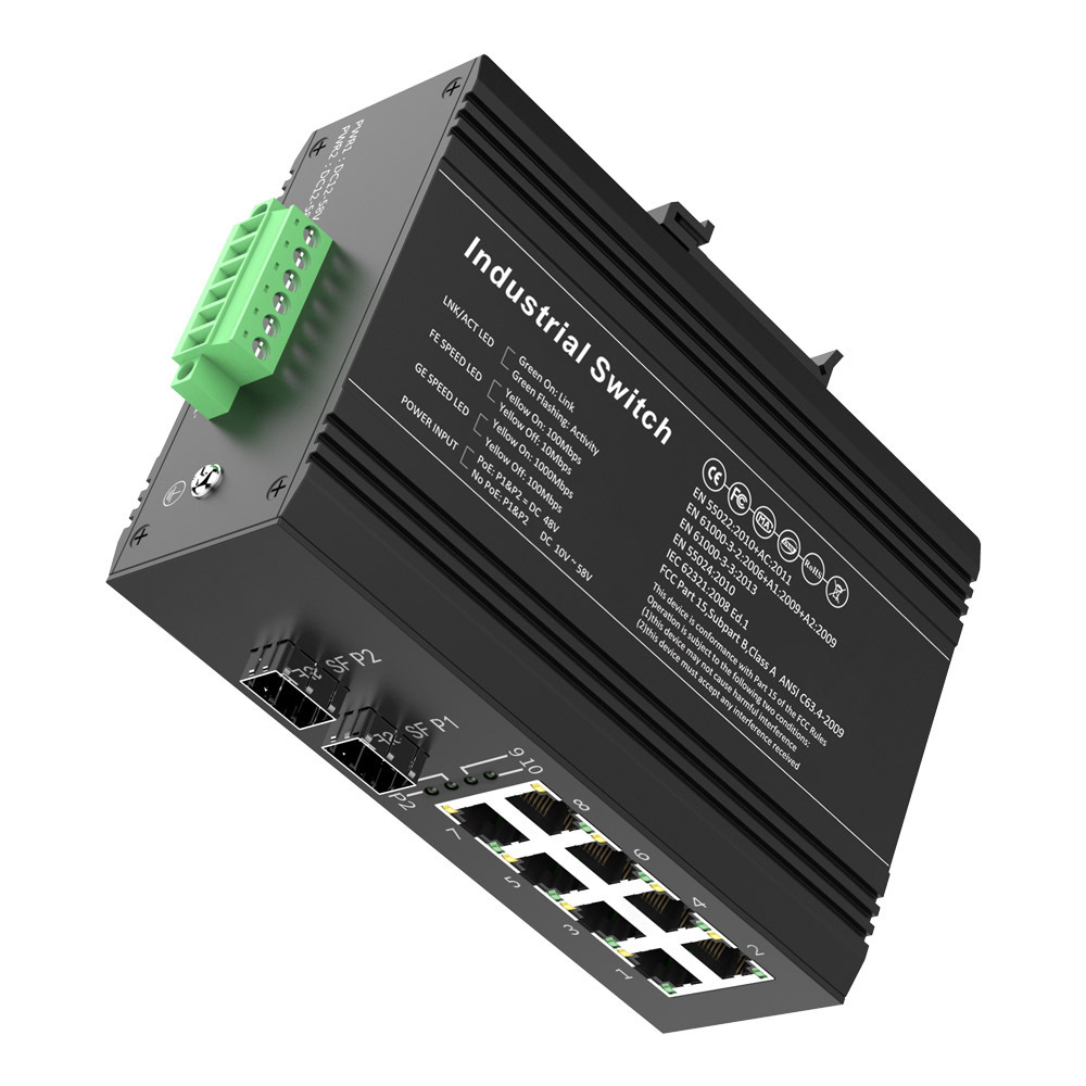 Din Rail 8 Ports Gigabit Ethernet 8 Gigabit SFP port Managed Industrial ethernet Switch