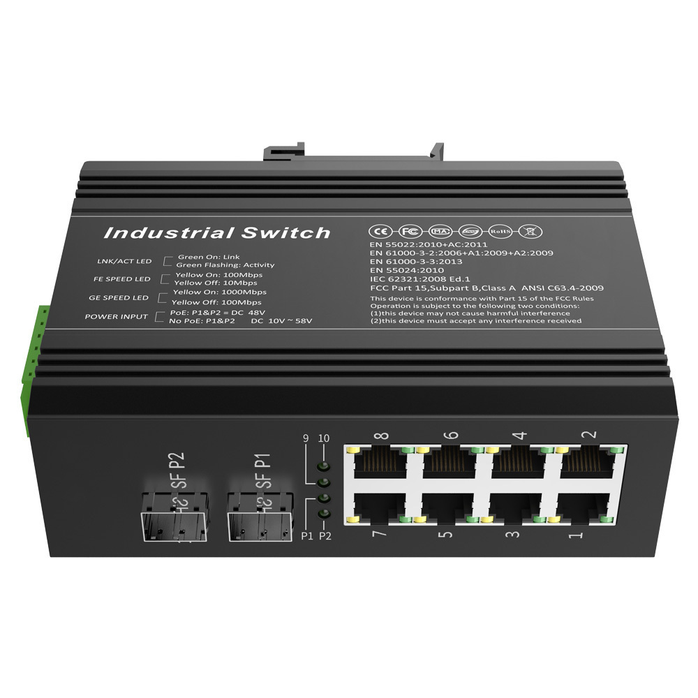 Din Rail 8 Ports Gigabit Ethernet 8 Gigabit SFP port Managed Industrial ethernet Switch