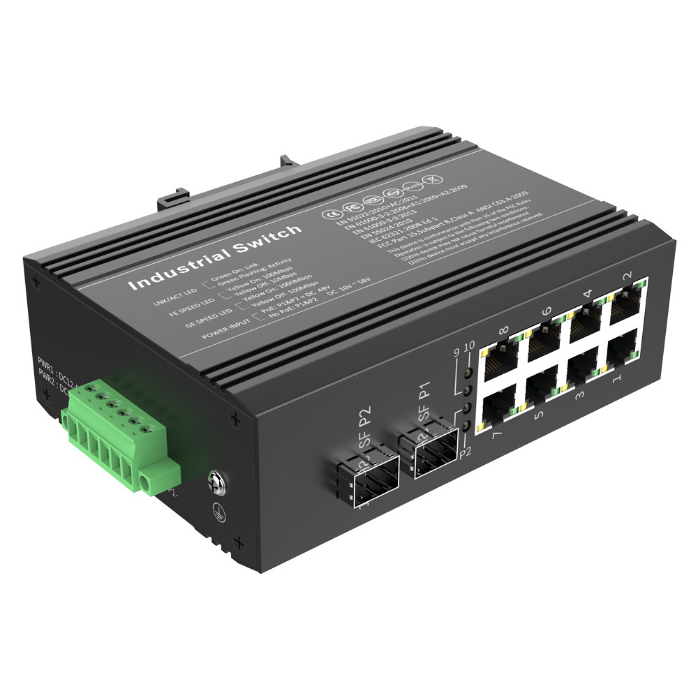 Din Rail 8 Ports Gigabit Ethernet 8 Gigabit SFP port Managed Industrial ethernet Switch