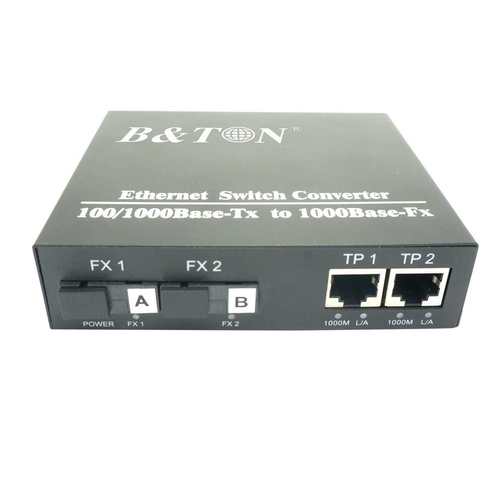 Gigabit ethernet switch optical fiber switch 1000M 2 UTP ports and 2 fiber SC media converter