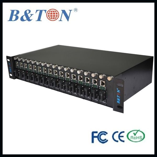 19'' 2U 14 slots AC110v-220v standalone type media converter rack mounted chasis