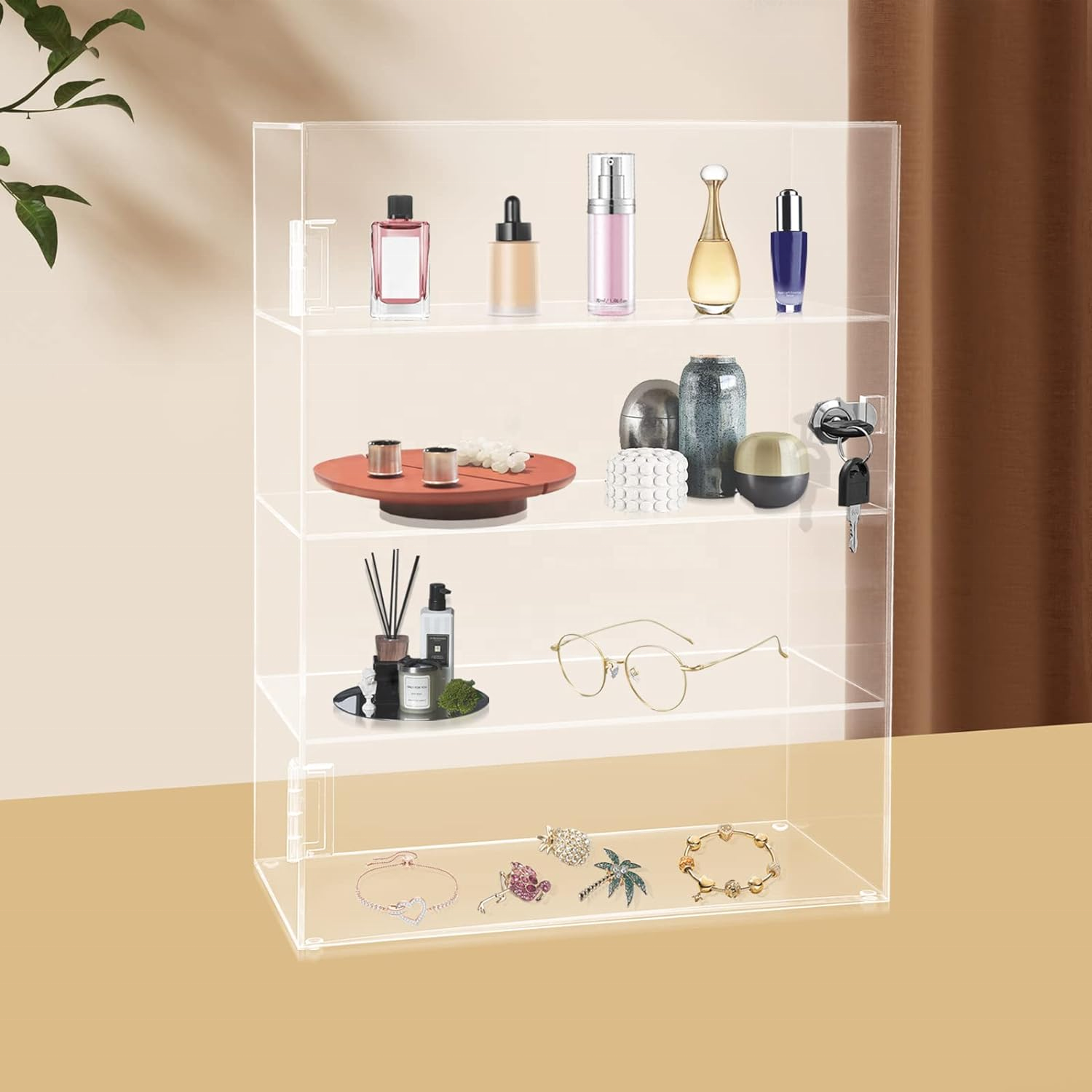 4 Layers Acrylic Display Case for Mini Pop Figures Transparent Cabinet with Lock, Acrylic Display Box Clear Display Case