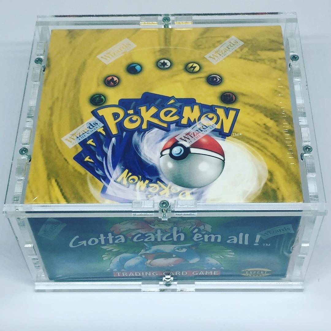 acryl Etb cards magnetic base set Display Case Lid Acrylic Pokemon Booster Box Display Case With Magnet Closure Protector Case