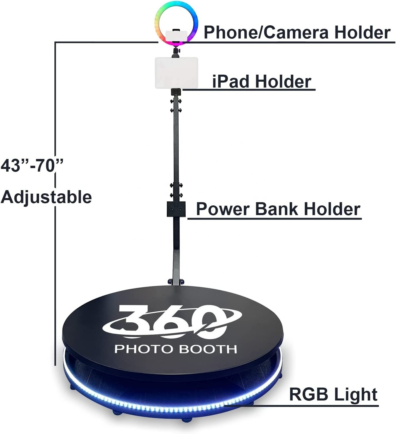 1000 Buyers big In stock high quality 360 photobooth machine portable selfie platform spin 360 degree photo booth with rotating