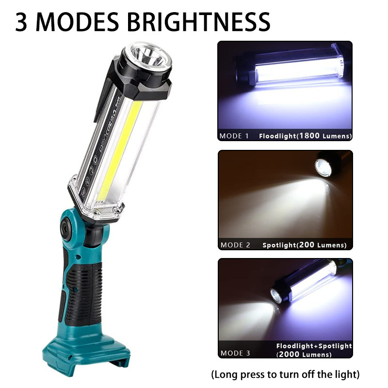 35W 2000LM Cordless LED Work Light for Maki ta 18V Li-ion Battery BL1830B BL1815  Outdoor Flashlight Camping Lanterns Hook