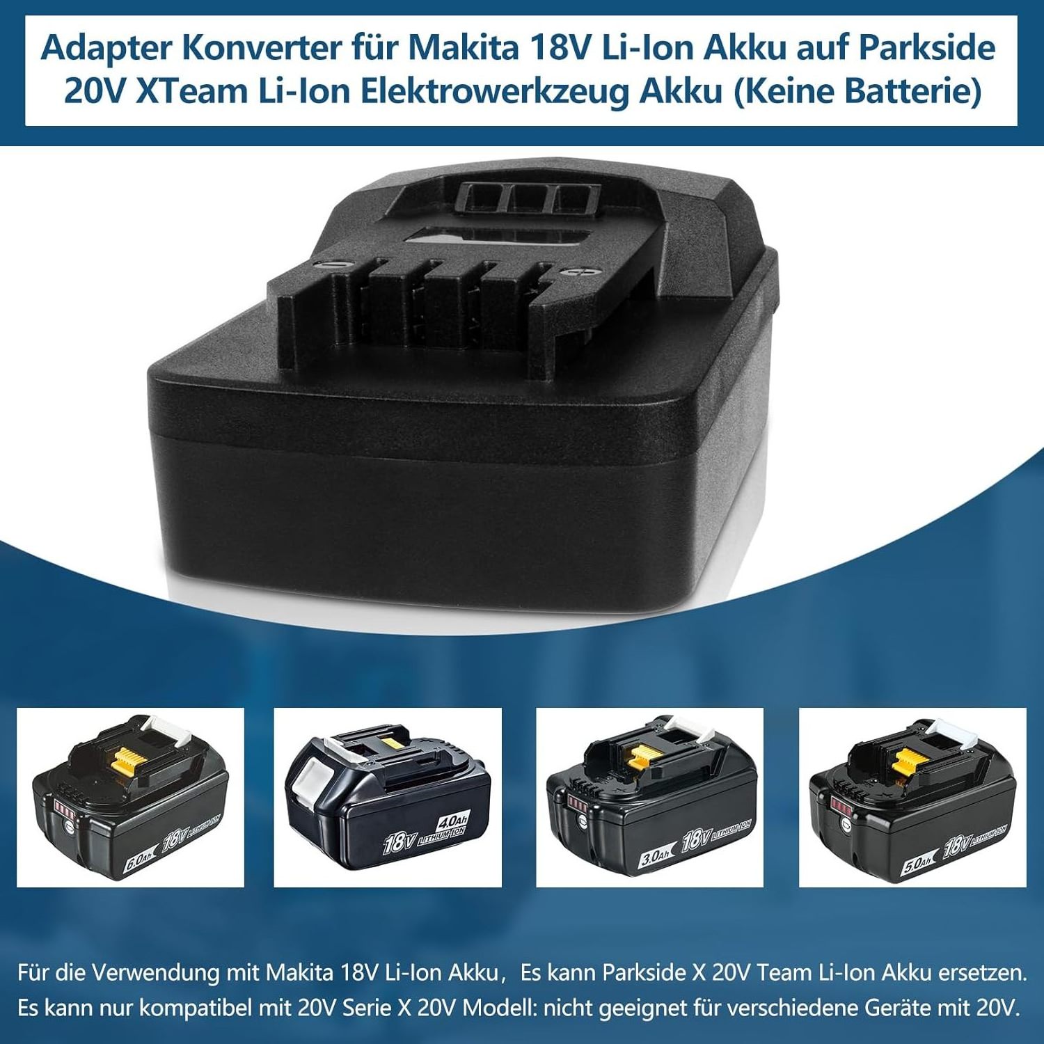 MT18PAR Adapter Converter for Mak ita Bos ch Dew alt Mil waukee  18 V Li-Ion Battery to Parkside 20 V Team Li-Ion Power Tools