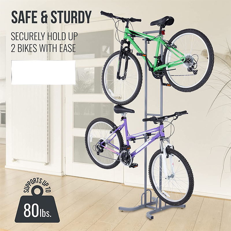 Bike Garage Storage Rack  2 Bicycle Garage Floor Stand