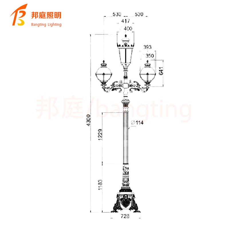 Outdoor European Classic Luminaire Spanish Roadway Lamp IP66 Urban Garden Lights Outdoor