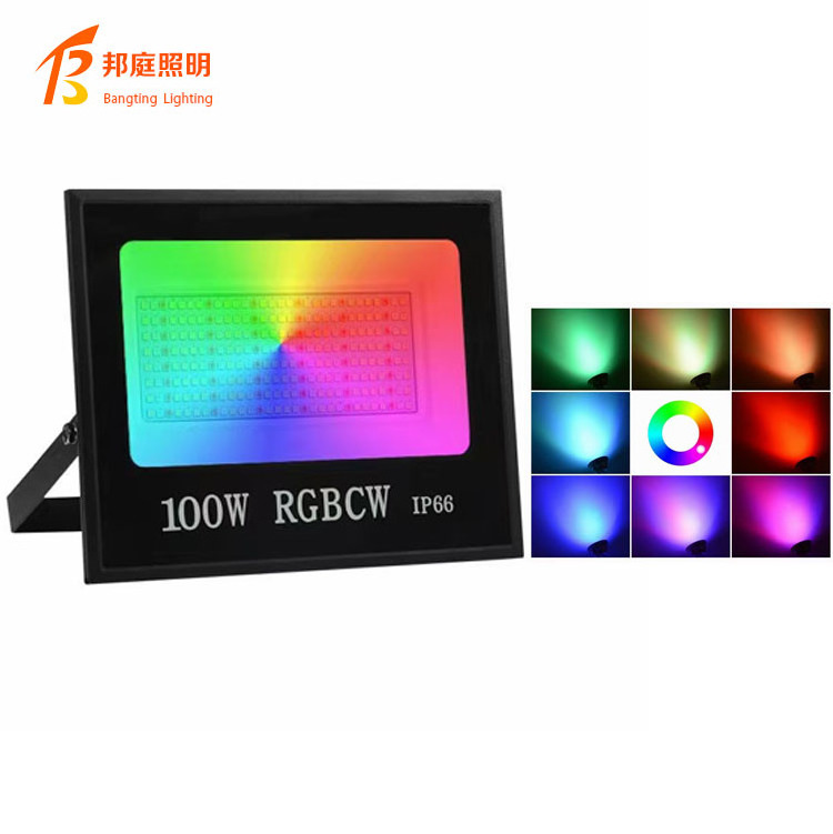 Tuya Wifi Control Smart Flood Light IP66 30W 50W 100W CCT Adjustable RGB Floodlight With Wireless Connection and Voice Control