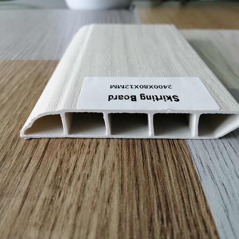 Eco-Friendly Plastic White Skirting Polystyrene PS T-Moulding / Baseboard / SPC material Skirting Board